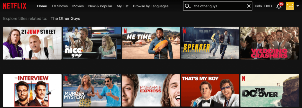 Netflix's search bar January 2023