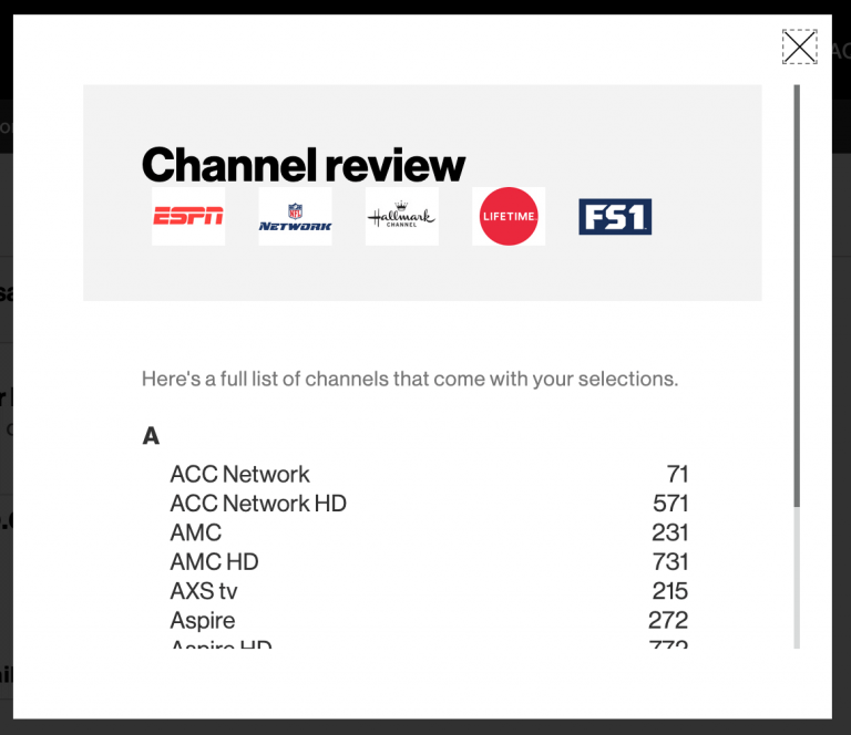 Verizon Your Fios TV plan channel picking
